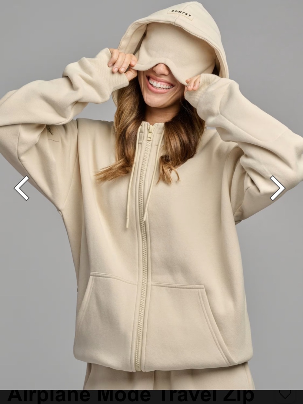 Travel Zip Hoodie and Pants - Cream
